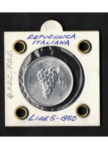 1950 Lire 5 Sigillata Originale Quasi Fior Di Conio  Italia